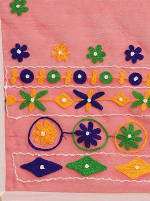Pink & Green Bengal Handloom Kathiabari Embroidered Saree 4