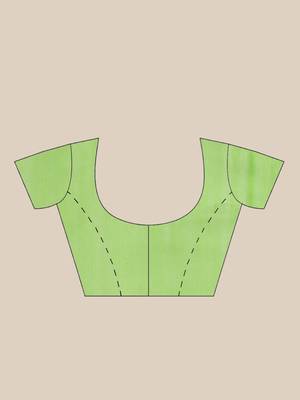 Pink & Green Bengal Handloom Kathiabari Embroidered Saree 6