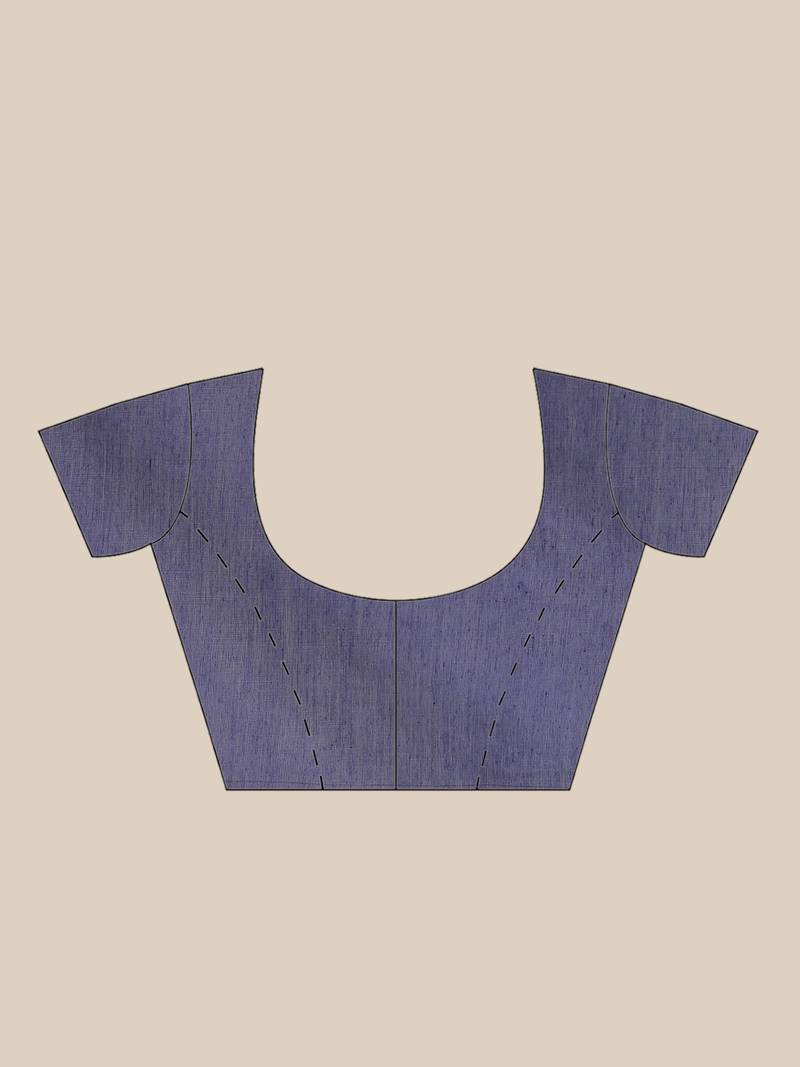 Yellow & Navy Blue Bengal Handloom Kathiabari Embroidered Saree