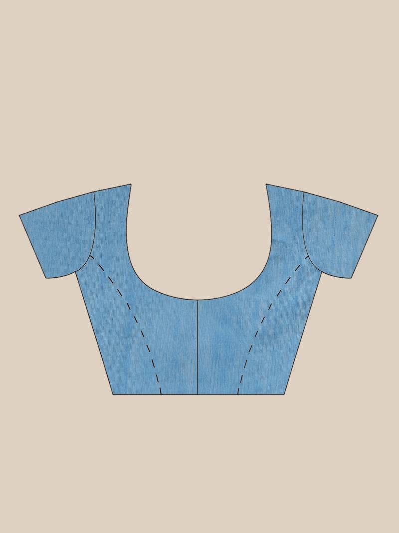 Yellow & Blue Handloom Embroidered Kathiabari Saree