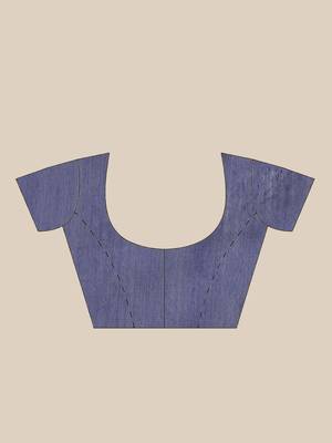 White & Navy Blue Handloom Embroidered Kathiabari Saree 6