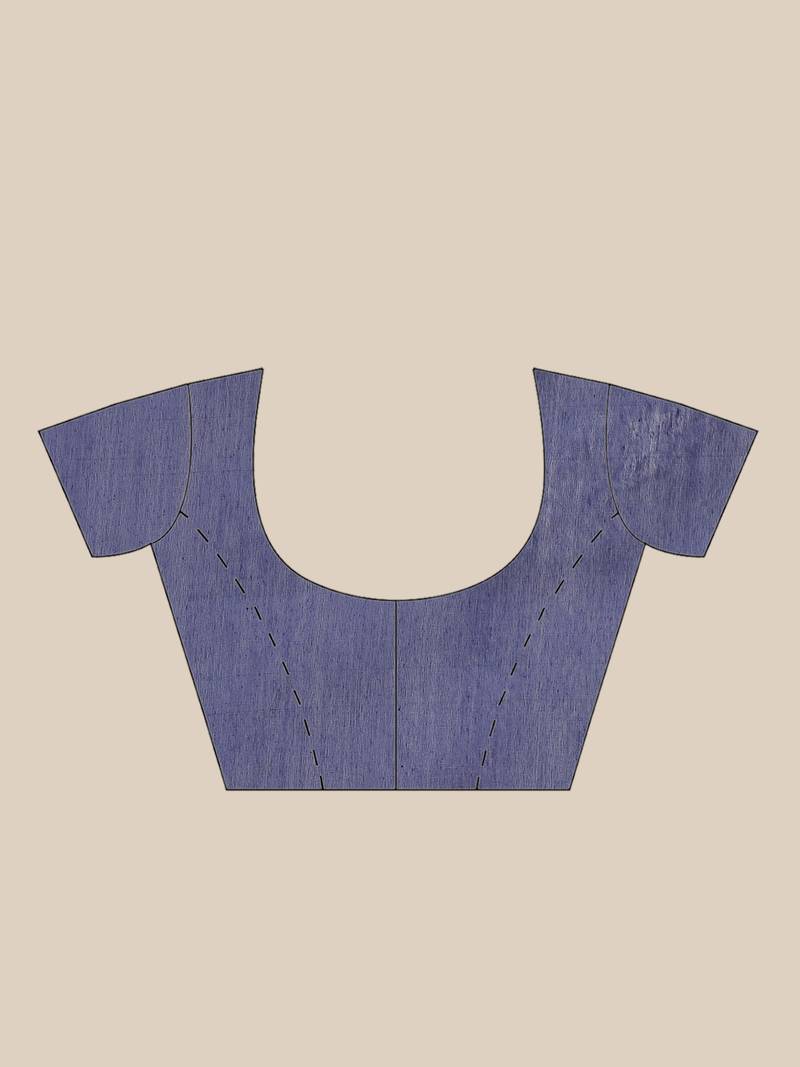 White & Navy Blue Handloom Embroidered Kathiabari Saree