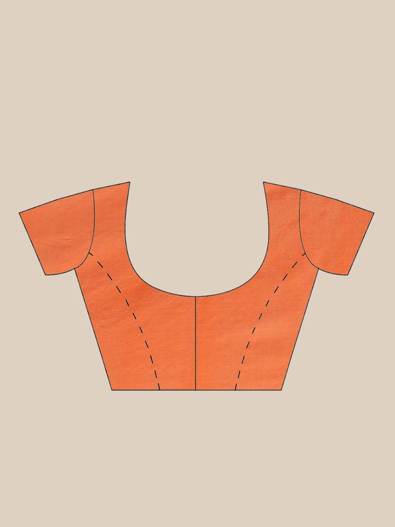 Black & Orange Handloom Embroidered Saree