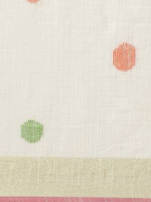 White & Pink Handloom Woven Design Saree 3