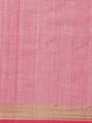 White & Pink Handloom Woven Design Saree 5