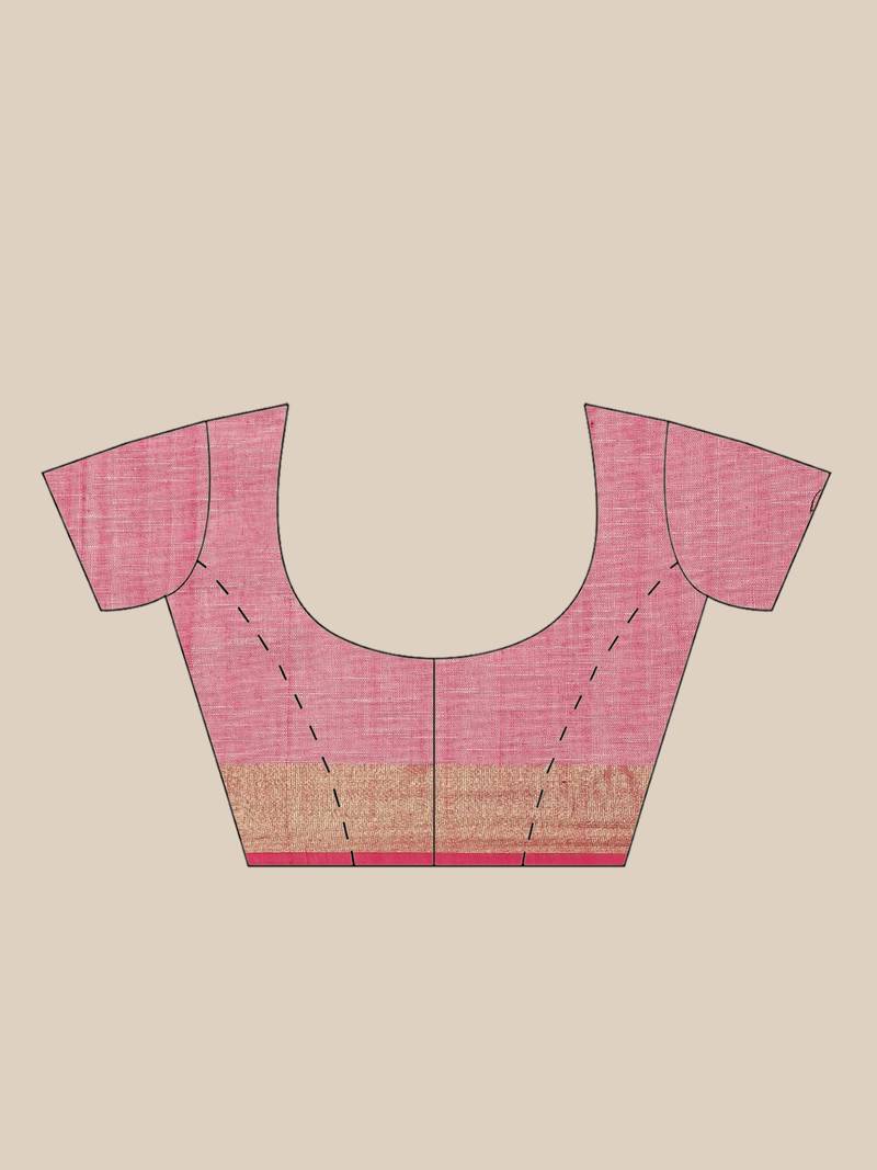 White & Pink Handloom Woven Design Saree