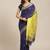 Navy Blue & Yellow Handloom Woven Design Saree