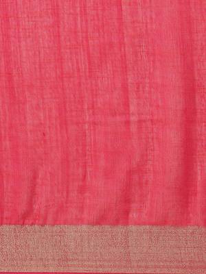 Orange & Pink Zari Ethnic Motifs Woven Design Handloom Saree 5