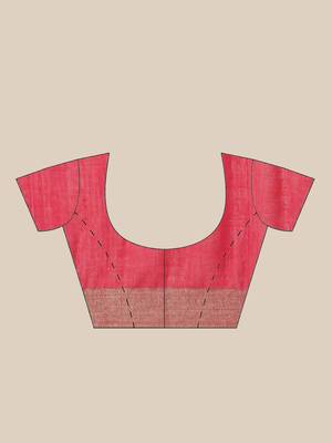 Orange & Pink Zari Ethnic Motifs Woven Design Handloom Saree 6