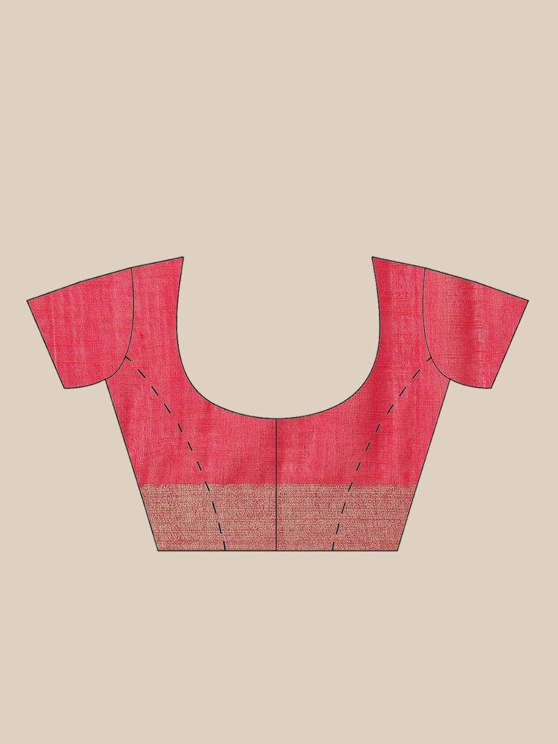 Orange & Pink Zari Ethnic Motifs Woven Design Handloom Saree