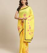 Yellow & Pink Embroidered Handloom Saree