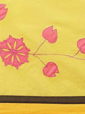 Yellow & Pink Embroidered Handloom Saree 3