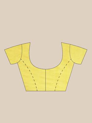 Yellow & Pink Embroidered Handloom Saree 6