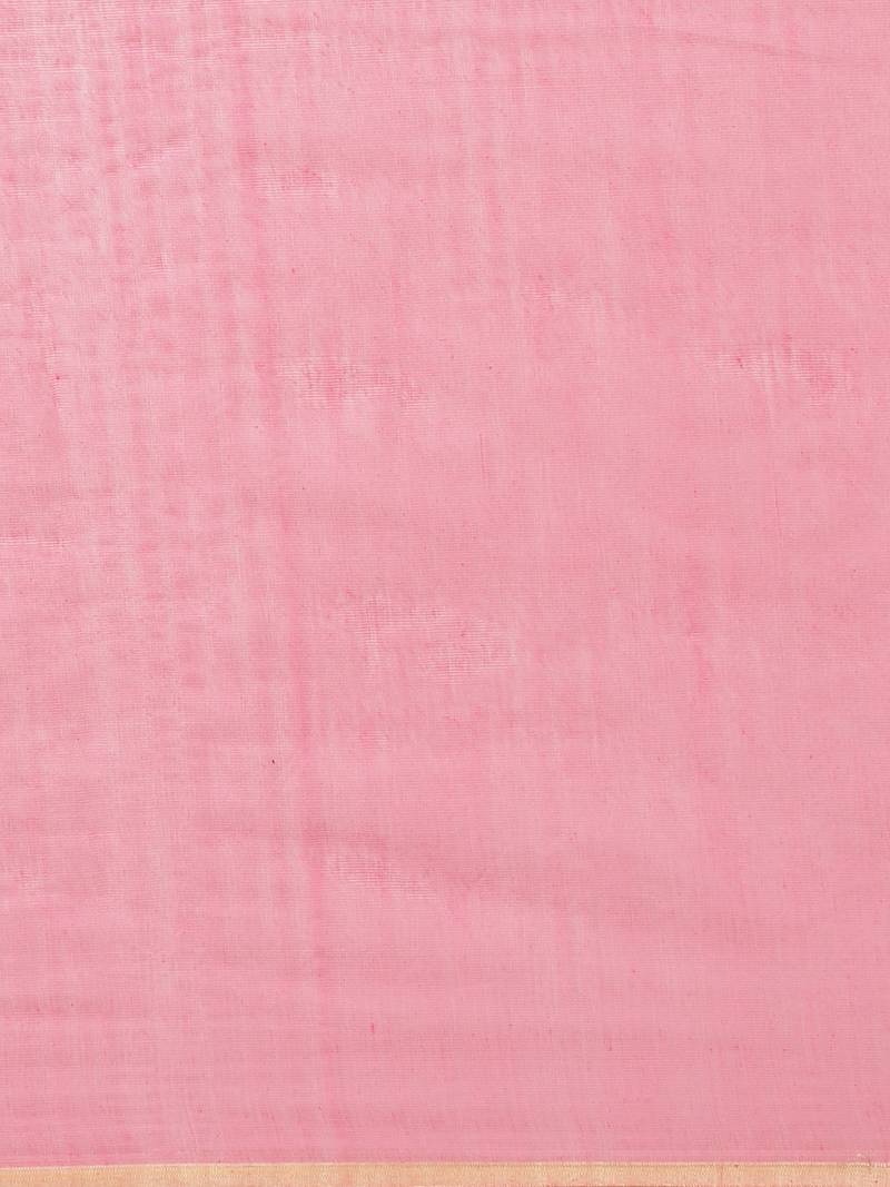 Pink & Green Bengal Handloom Embroidered Saree