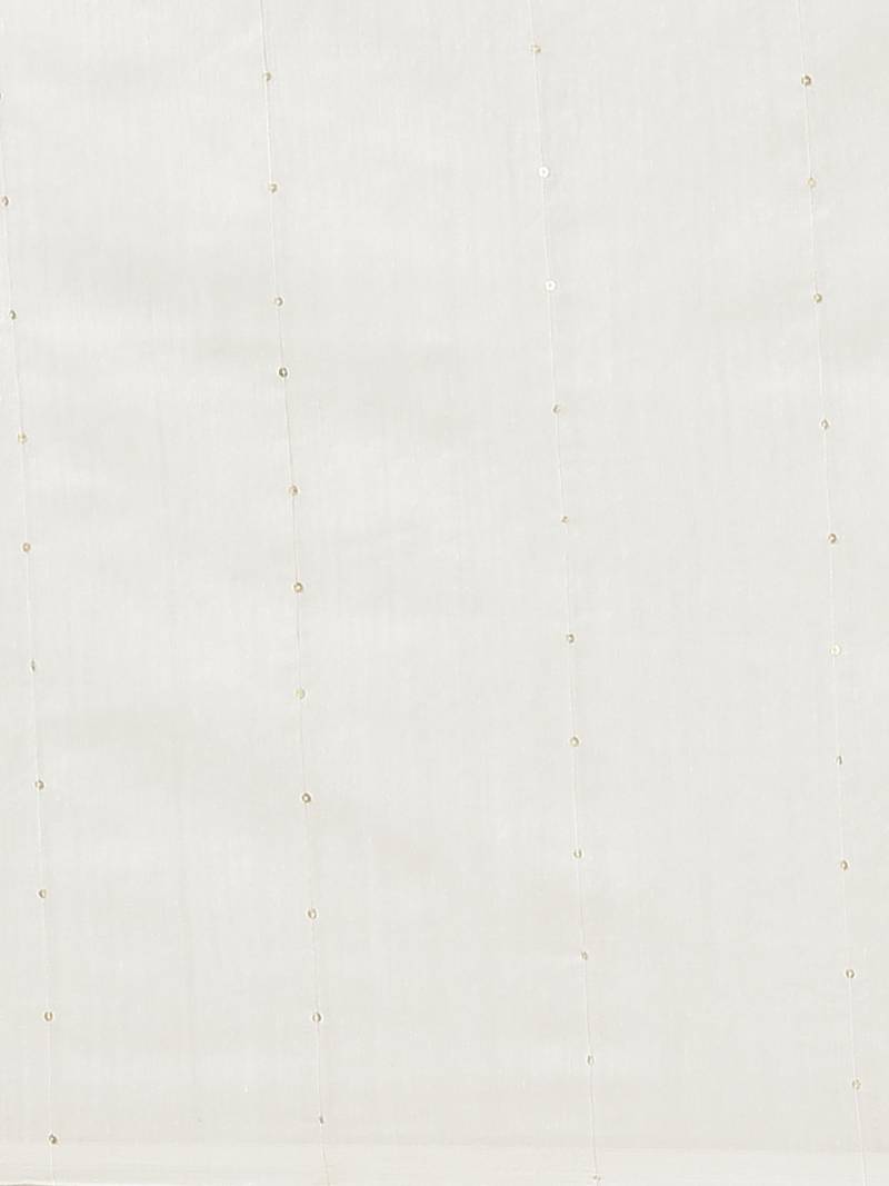 White & Golden Pure Cotton Sequinned Embellished Handloom Saree