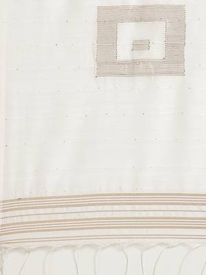 White & Golden Pure Cotton Sequinned Embellished Handloom Saree 4