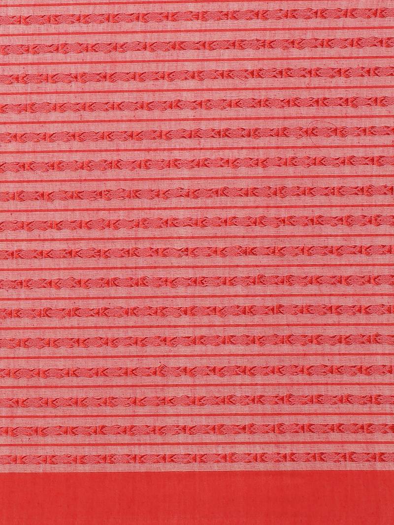 Charcoal Grey & Red Woven Design Bengal Handloom Saree