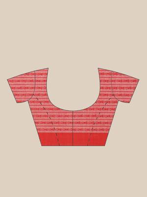 Charcoal Grey & Red Woven Design Bengal Handloom Saree 6