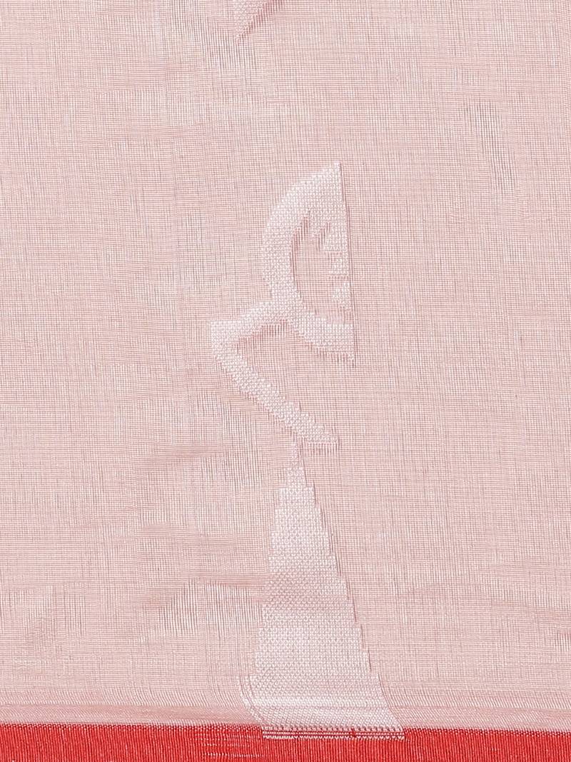 Red & Pink Woven Design Half & Half Handloom Jamdani Saree Without Blouse