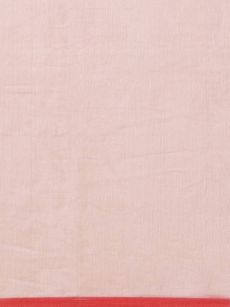 Red & Pink Woven Design Half & Half Handloom Jamdani Saree Without Blouse