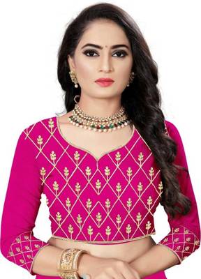 Pink Embroidered Attractive Party Wear Malay satin Material With Cancan  Lehenga Choli  3