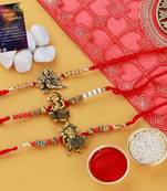 Rakhi Combo 3 For BHAIYA/BHAI/BROTHER/BRO With Kumkum  chawal with Raksha Bandhan  Greeting Card