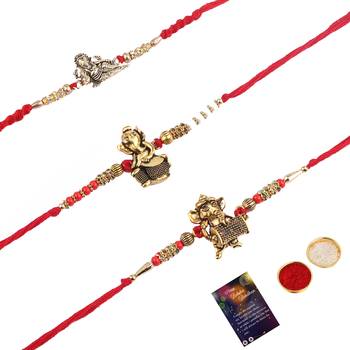 Rakhi Combo 3 For BHAIYA/BHAI/BROTHER/BRO With Kumkum  chawal with Raksha Bandhan  Greeting Card 2