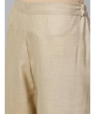 Indo Era Beige Solid Straight Kurta Sets 6