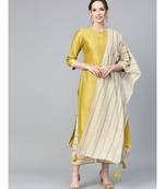 Indo Era Solid Straight Kurta with Palazzo Dupatta Set