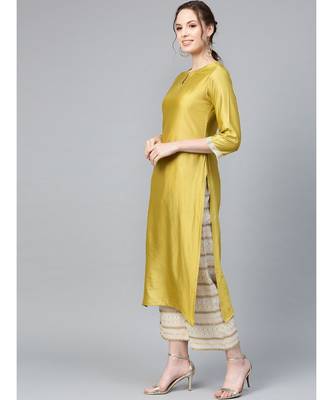 Indo Era Solid Straight Kurta with Palazzo Dupatta Set 3