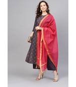 Indo Era Foil Printed Straight Kurta with Palazzo Dupatta Set