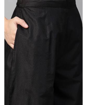 Indo Era Black Solid Straight Kurta Palazzo with Dupatta Set 5