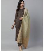 Indo Era Brown Solid Straight Kurta with Palazzo Sets