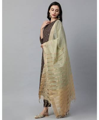 Indo Era Brown Solid Straight Kurta with Palazzo Sets 3