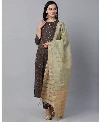 Indo Era Brown Solid Straight Kurta with Palazzo Sets 4