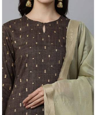 Indo Era Brown Solid Straight Kurta with Palazzo Sets 5
