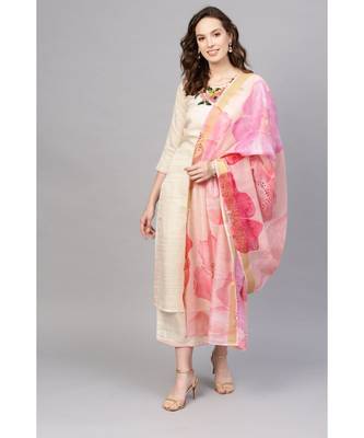 Indo Era Embroidered Straight Palazzo Kameez Dupatta Set 1