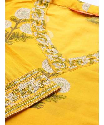 Indo Era Yellow Khari Printed Straight Kurta with Palazzo Sets 4