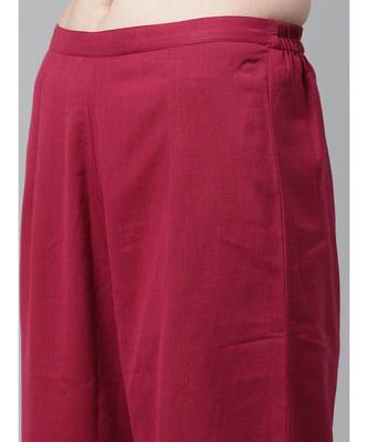 Indo Era Magenta Solid Straight Kurta with Palazzo Sets 6