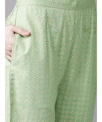 Indo Era Green Foil Printed Straight Kurta with Pant Set 5