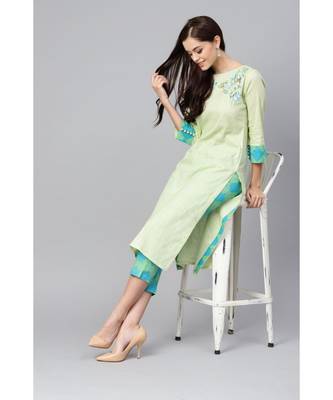 Indo Era Green Embroidered Straight Kurta Sets 5