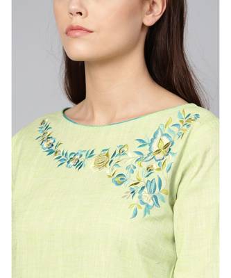 Indo Era Green Embroidered Straight Kurta Sets 6