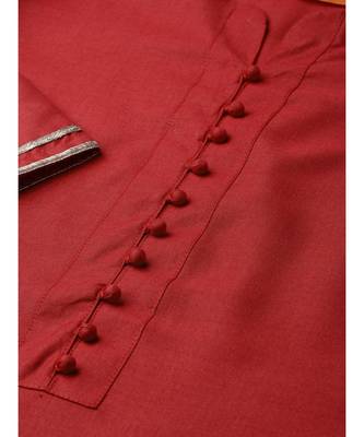 Indo Era Maroon Solid Straight Kurta Palazzo with Dupatta Set 4