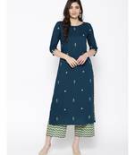 Indo Era Teal Green Embroidered Kurta Sets