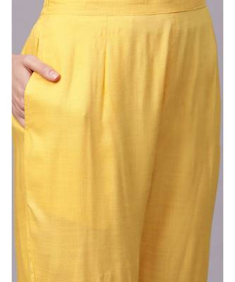 Indo Era Yellow Foil Printed Straight Kurta with Pant Set 5
