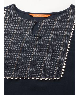 Indo Era Navy Blue Solid Straight Kurta Trouser With Dupatta Sets 6