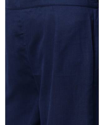 Indo Era Navy Blue Solid Straight Kurta Palazzo with Dupatta Set 6