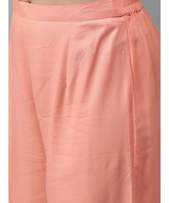 Indo Era Peach Foil Printed Straight Kurta with Palazzo Sets 4