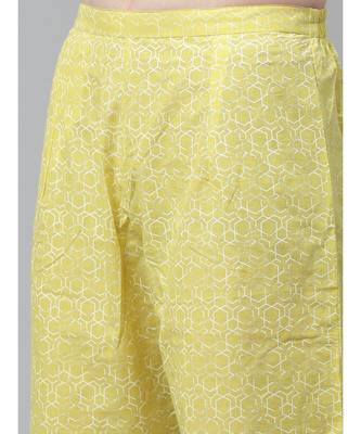 Indo Era Yellow Foil Printed Straight Kurta Palazzo with Dupatta Set 6