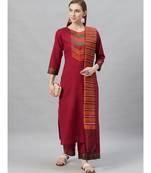 Indo Era Pink Solid Straight Kurta Palazzo with Dupatta Sets